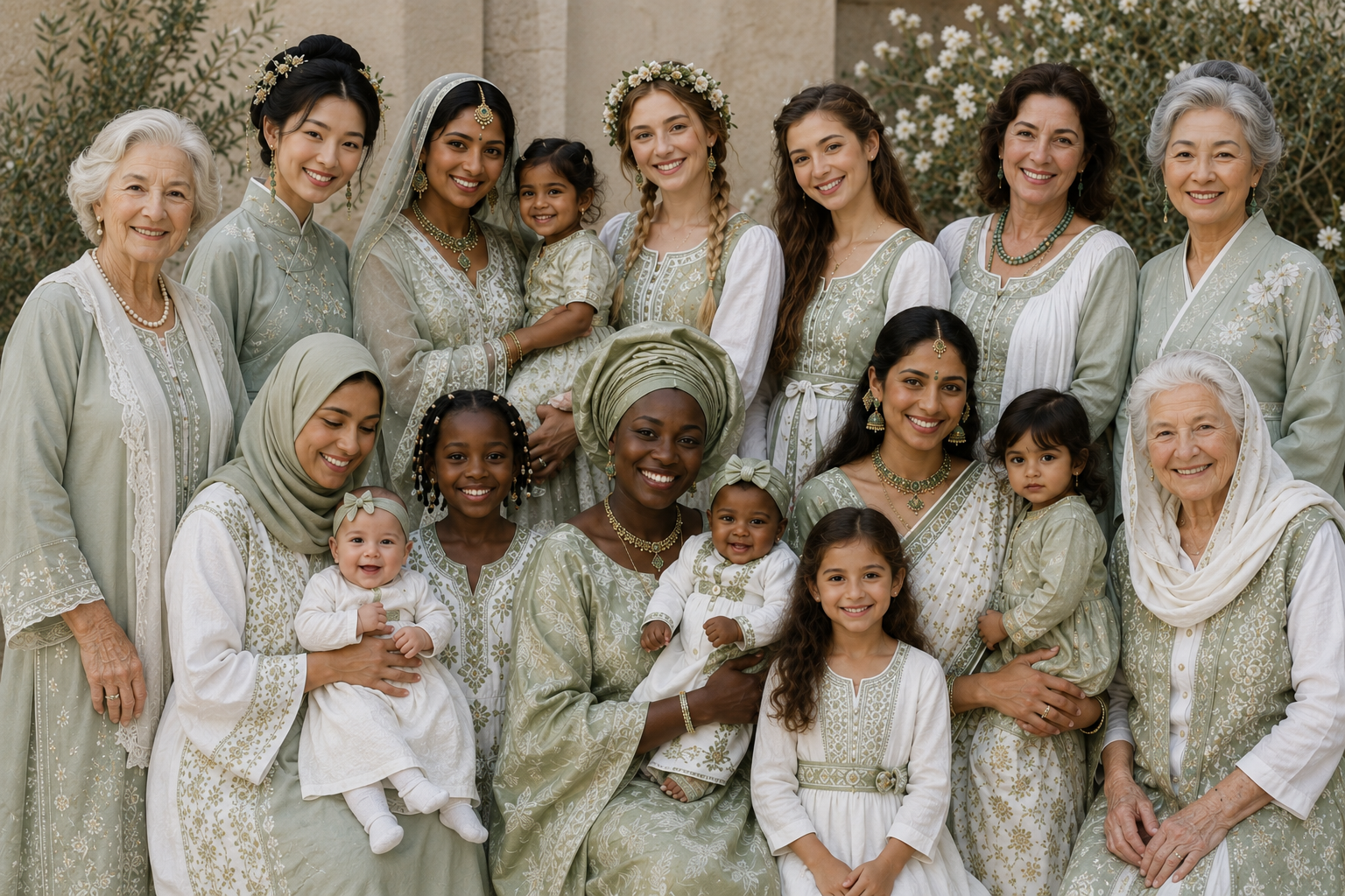 Donne e bambine di tutte le età e culture, unite in un cerchio di comunità